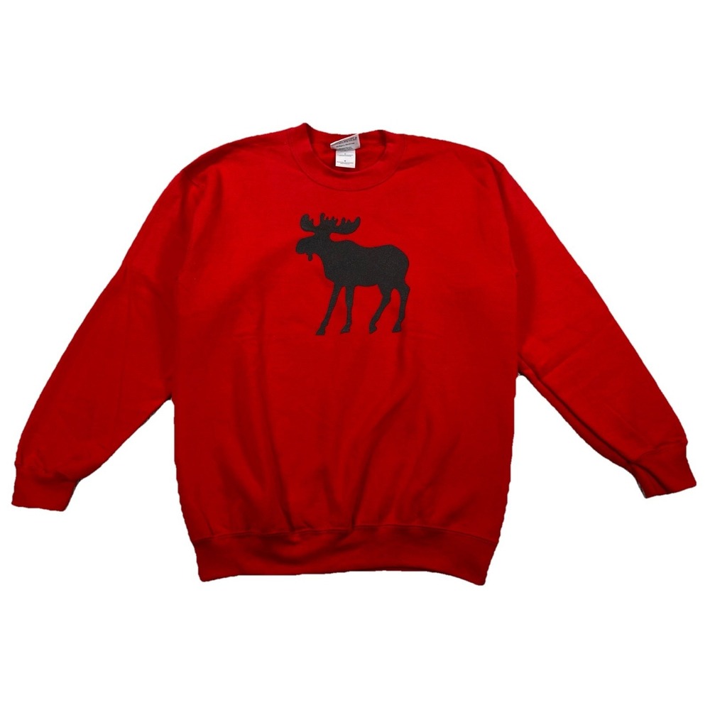 Michigan Rag Co Moose Graphic Sweatshirt Red Size Medium